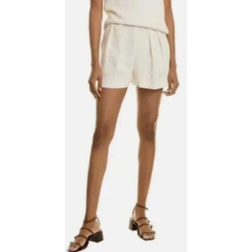 Theory Classic Crepe Pleated Shorts in Rice-sz 12